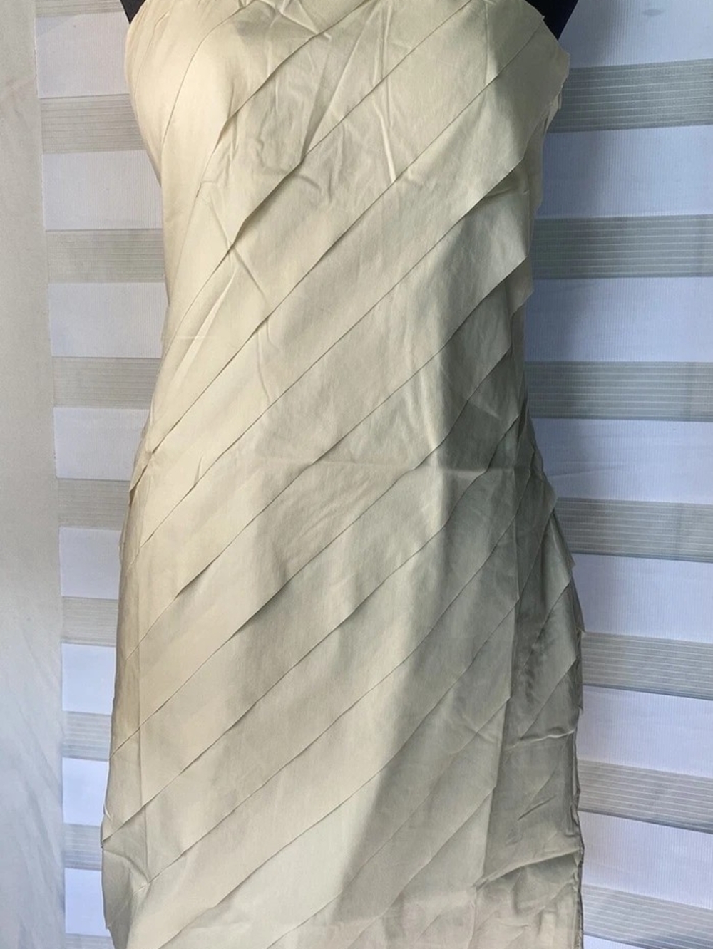 Strapless Pleated Sheath Dress in Cream